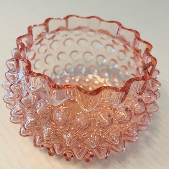 Pink Depression Glass Hobnail Bowl Candy Dish Trinket approx 7”x3.5” Vintage - Picture 12 of 12